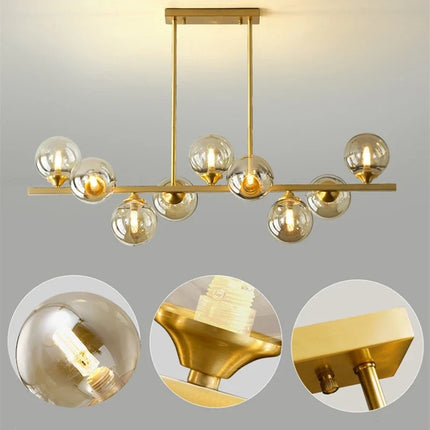 Lustre suspension en cuivre avec globe en verre pour intérieur — LZ4X9P2