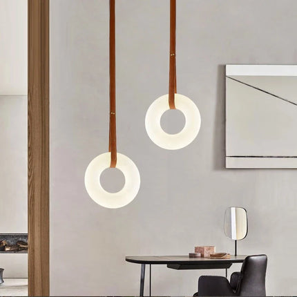 Lustre LED minimaliste en cuivre et marbre naturel — LZ4X9Q2