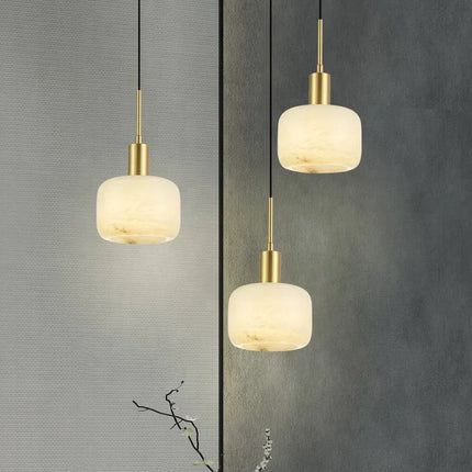 Lustre suspension nordique en marbre et cuivre élégant — LZ4X9P