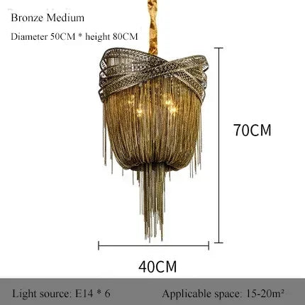 Suspension industrielle en aluminium avec glands décoratifs — LZ4T9XQ