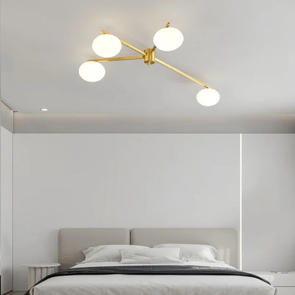 Suspension LED galet en verre français et cuivre crème — LZ4X9P