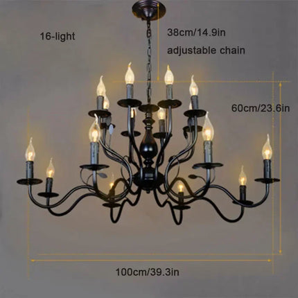 Lustre suspension industriel en fer effet bougie pour intérieur — LZ4X9T2