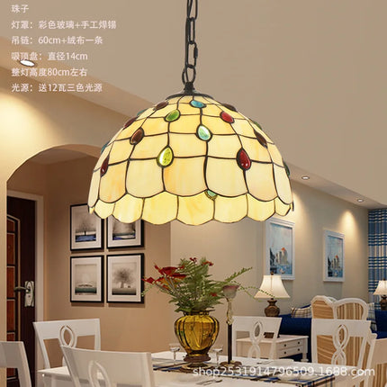 Lustre suspension en verre teinté style méditerranéen pour restaurant et hall — LZ4XJ9