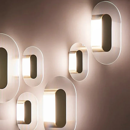 Applique murale elliptique en verre et métal doré — LZ4X9P