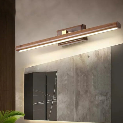 Applique murale LED avec miroir bois 40 cm pour salle de bain et chevet — LZ7P4X