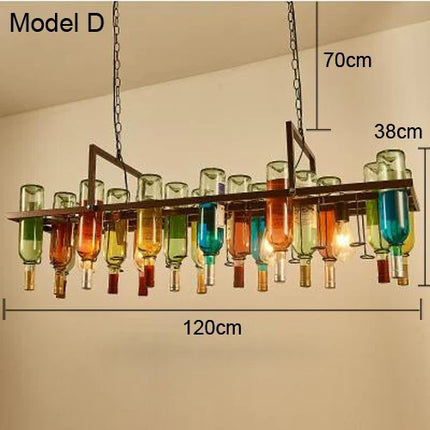 Lustre suspension vintage en verre bouteille pour bar et café E27 LED — LZ4X7M