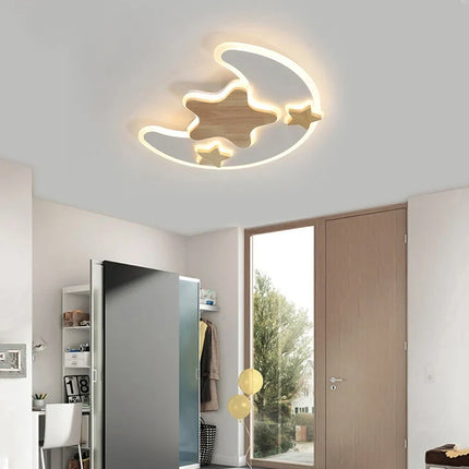 Plafonnier LED enfant avec motifs étoiles et lune, luminosité réglable — LZ4X9M