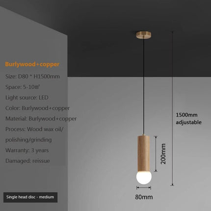 Suspension lustre à barre style chinois en noyer — LZ4R9XQ