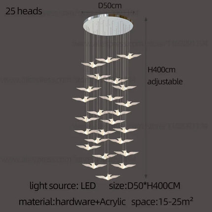 suspension LED décorative en forme d'oiseau idéale pour loft