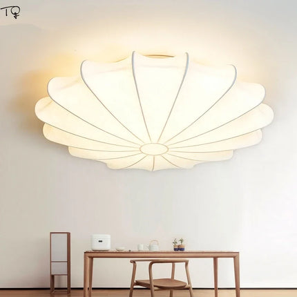Plafonnier LED zen style japonais coréen en tissu soie chaud — LZ4X9M