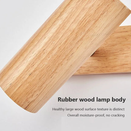 Applique murale LED nordique en bois à projecteurs multi-angles réglables — LZ4X9T1