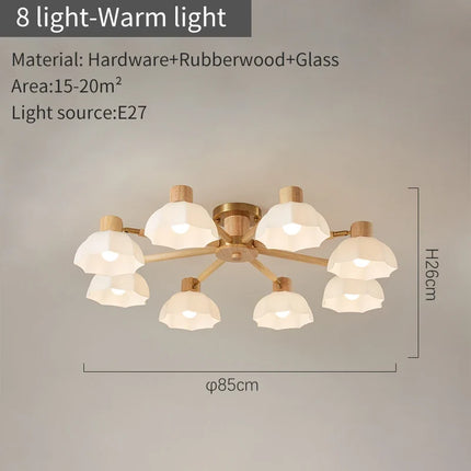 Plafonniers nordiques en bois de caoutchouc avec lampadaires en verre pour salon moderne blanc chaud lumière froide Lustres chambre lampara