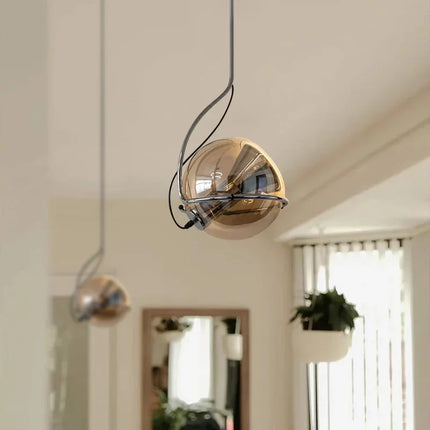 Lustre suspension rétro américain en verre ambré pour ambiance créative — LZ4X9T