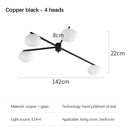 Suspension LED galet en verre français et cuivre crème — LZ4X9P