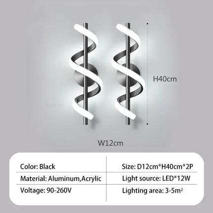 Applique murale LED décorative à spirale incurvée — LZ4X9T1