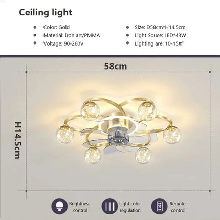 Plafonnier LED moderne avec ventilateur silencieux et éclairage intelligent — LZ4X9Q2