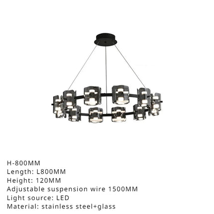 lustre sandyha moderne minimaliste abat-jour verre led suspendu