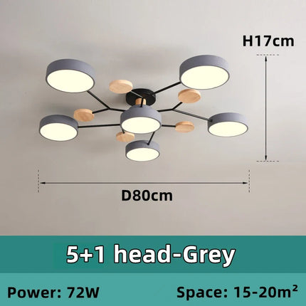 Lustre LED en bois style nordique pour plusieurs pièces — LZ4X9T