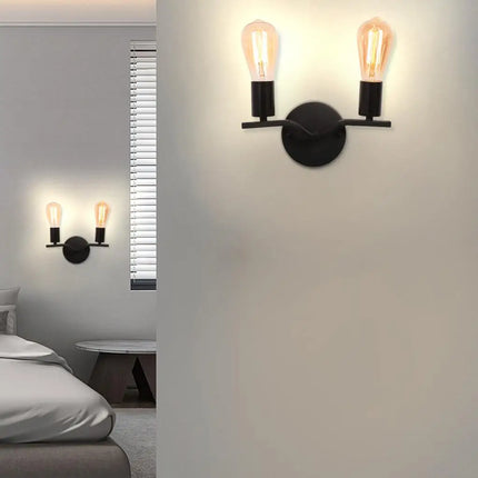 Applique murale double tête en bois et fer style loft — LZ4X9P2