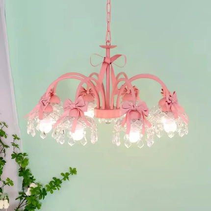 Lustre pour chambre enfant avec nœud rose en cristal — LZ4X9B