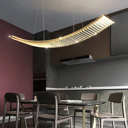 Lustre LED nordique rectangulaire en cristal pour cuisine moderne — LZ4M9X2