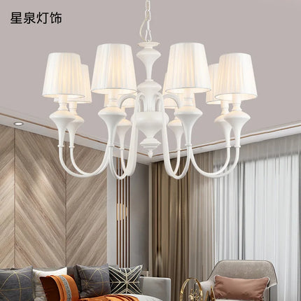 Lustre métal à 3 ou 6 lumières avec abat-jour en tissu — LZ4X9M