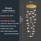 26 lumières / Lustre doré / Lumière chaude NON variable