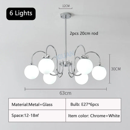 Lustre moderne en chrome avec suspension en verre transparent — LZ4X9B