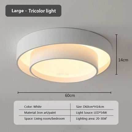 Plafonnier LED blanc minimaliste double cercle moderne — LZ4X9P2