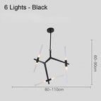 6 Lights Black / 3 Lights Switchable