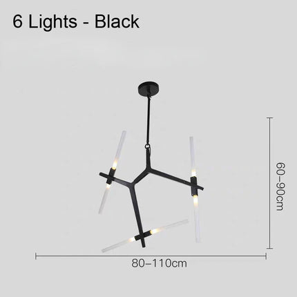 Suspension lustre moderne tube LED en verre pour décoration — LZ4X9P2