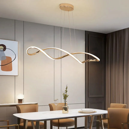 Lustre LED moderne multi-finitions or, chrome et noir avec télécommande L92cm — LZ4P7XQ