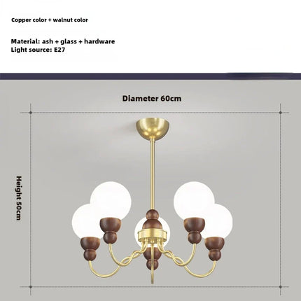 Suspension rétro en verre et bois pour intérieur élégant — LZ4M9Q2F