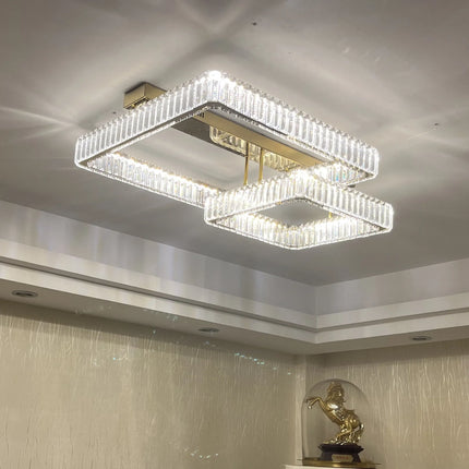 Plafonnier LED moderne à intensité variable avec lustre cristal pour salon et chambre — LZ4X9P2
