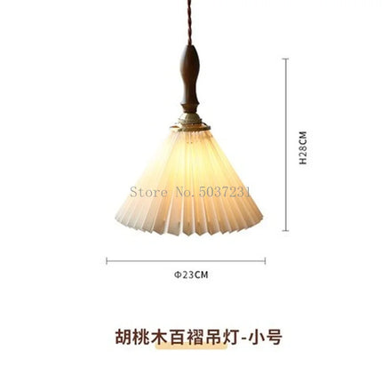 Lustre plissé style rétro japonais en noyer nordique pour intérieur — LZ4M7Q2