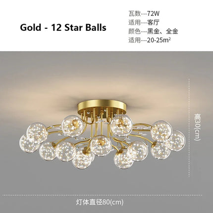 Lustre suspension boule en verre doré style nordique — LZ4X9P2