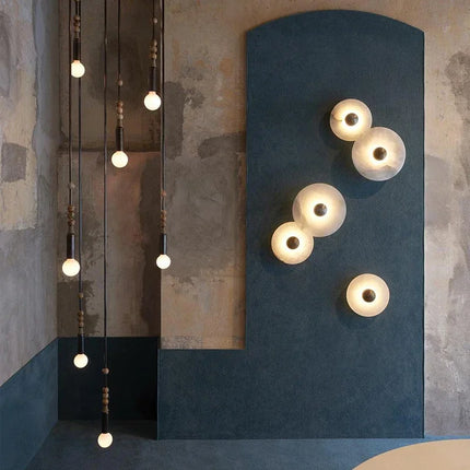 Applique murale LED en métal doré et marbre naturel pour éclairage contemporain — LZ4X9T