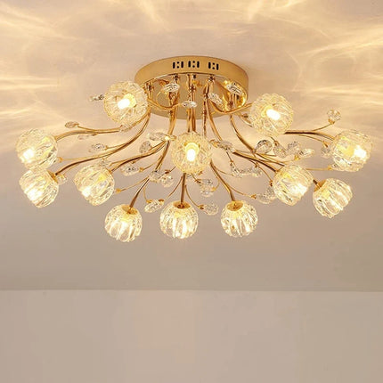 Lustre nordique en cristal avec fleur en verre LED — LZ4X9T
