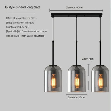 Suspension vintage en verre fumé pour loft et restaurant — LZ4X9P