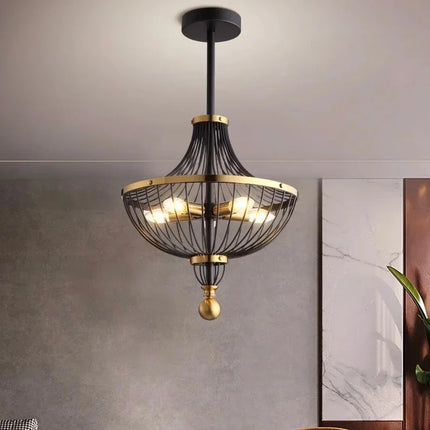 Lustre suspension LED rétro en fer style américain — LZ4X9P2