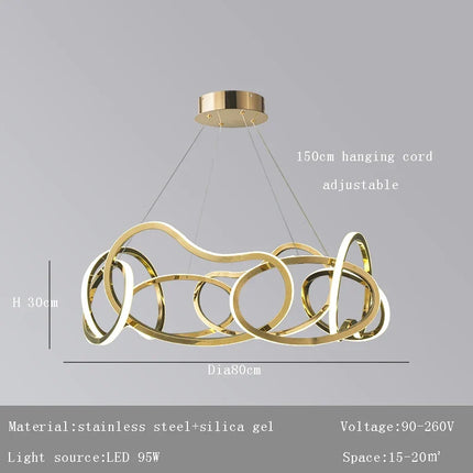 lustre moderne 	 avec lampes led suspendues en silicone