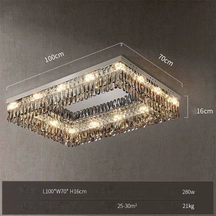 Lustre LED dimmable en cristal forme ronde et rectangulaire — LZ4P9XJ