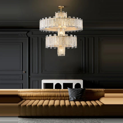 Plafonnier rond à couches finition cuivre doré design — LZ4X9M