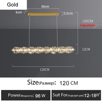 Lustre anneau LED dimmable en cristal pour intérieur moderne — LZ7XQ2