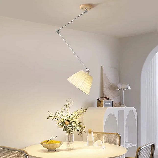 Lustre pliable en tissu et bois massif style nordique minimaliste — LZ4X9JQ