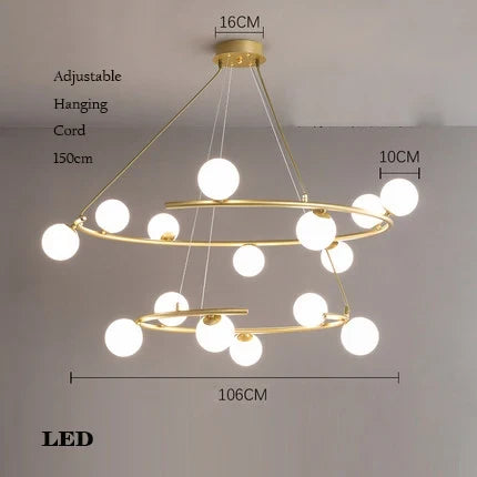 Lustre créatif en fer et verre pour décoration intérieure tendance — LZ4X9T