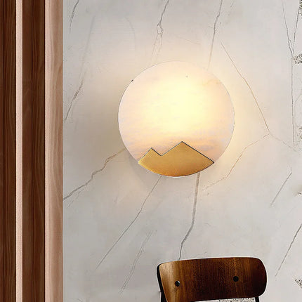 Applique murale ronde en marbre naturel et cuivre — LZ4X9T1