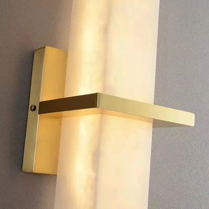 applique cuboïde en marbre naturel et cuivre pour éclairage d'ambiance