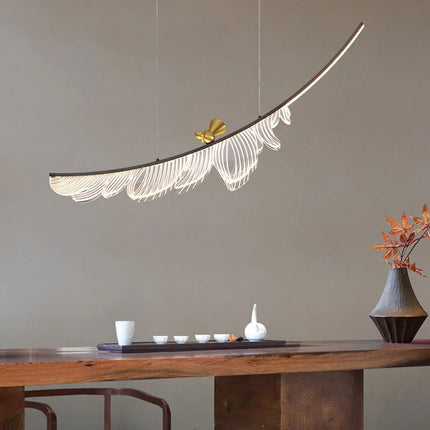 Lustre artistique ajustable en plumes et fil métallique — LZ4P9XJ