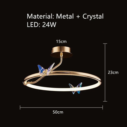 Lustre LED papillon avec anneau doré et cordon réglable — LZ4X9P
